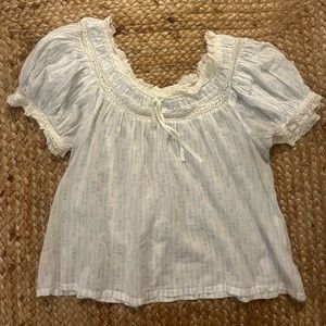 Doen Misty Top in blue floral xs